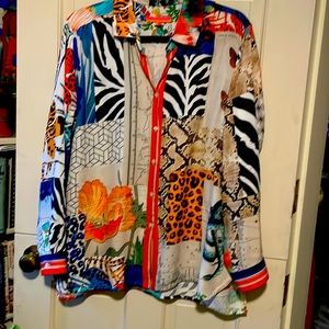 Woman’s multi color and multi print blouse